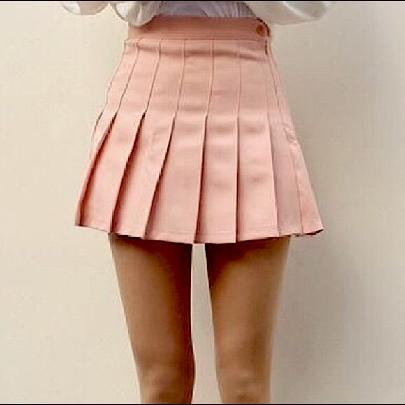 Mauve-Pink Pleated Miniskirt